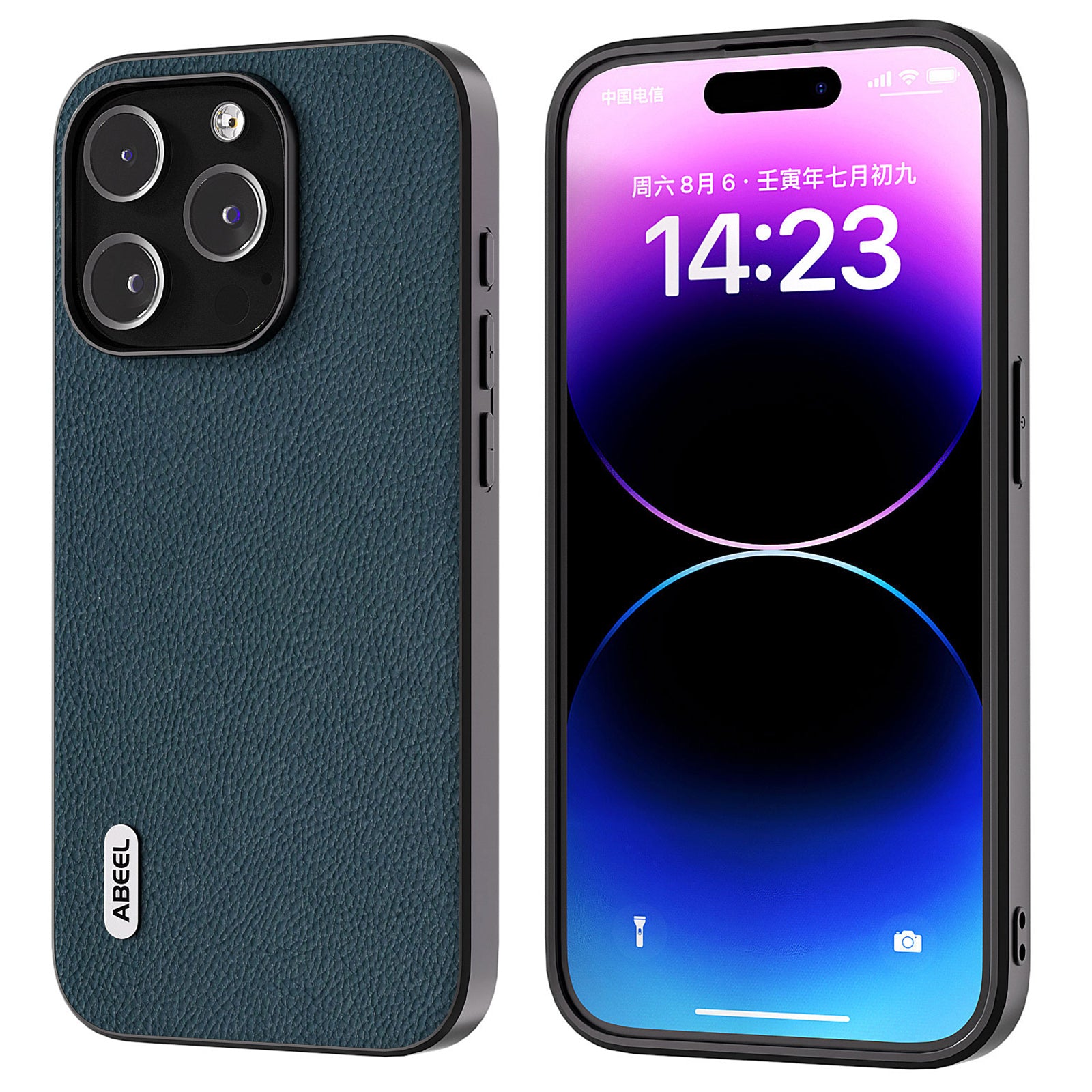ABEEL pro iPhone 15 Pro hovězí kůže PC TPU pouzdro na telefon Litchi Texture Anti-Scratch Cover ABEEL pro iPhone 15 Pro hovězí kůže PC TPU pouzdro na telefon Litchi Texture Anti-Scratch Cover